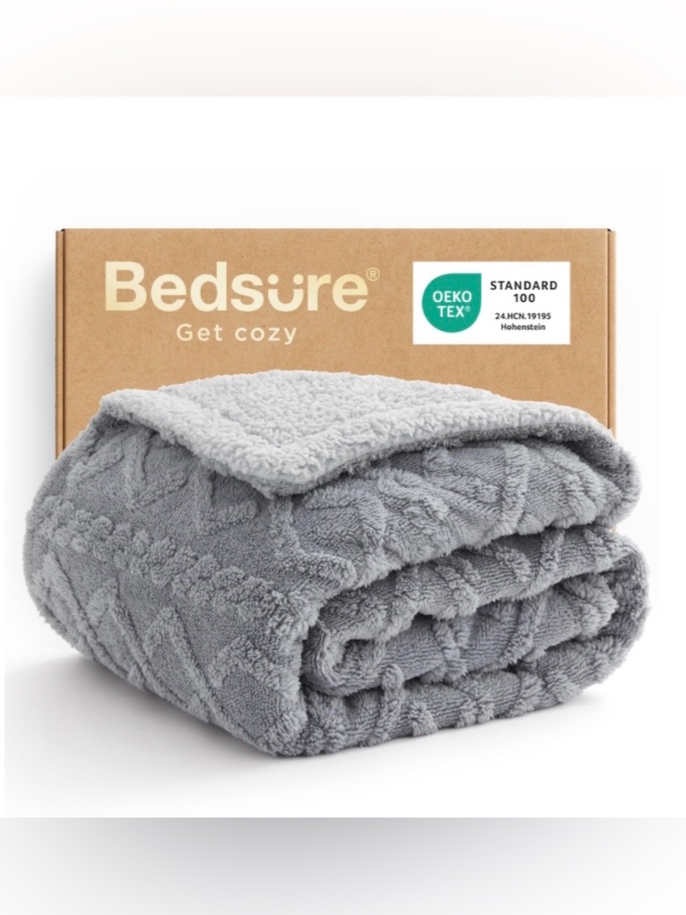Cable Jacquard Shabby Sherpa Tufted Pattern Fleece Throw Blanket  - GRAY